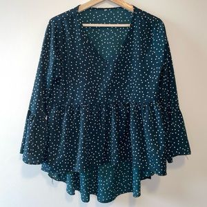 Green Polkadot Blouse